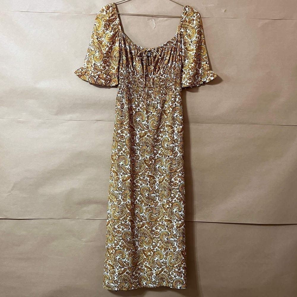 Faithfull The Brand | El Paso Midi Dress La Medina Paisley Print Smocked Size M